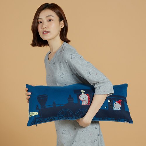 YVONNE COLLECTION以旺傢飾 恐龍火車方形抱枕 ( 30x70公分 ) - 普魯士藍