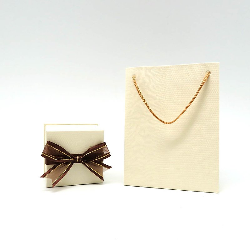 Small Ribbon Gift Box Plus Luxury Paper Loop Bag - Exquisite Small Jewelry Case - วัสดุห่อของขวัญ - กระดาษ สีกากี