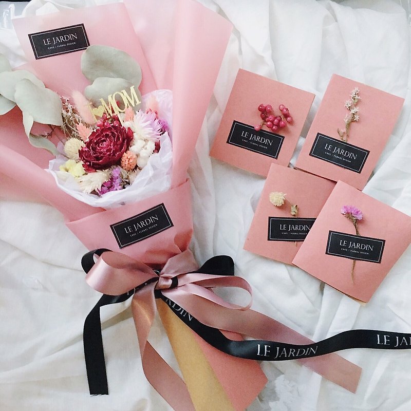 「ル・ジャルダン」茶ピンクの夜明け手作り乾燥花束/バレンタインデーの誕生日の贈り物 - 観葉植物 - 紙 ピンク