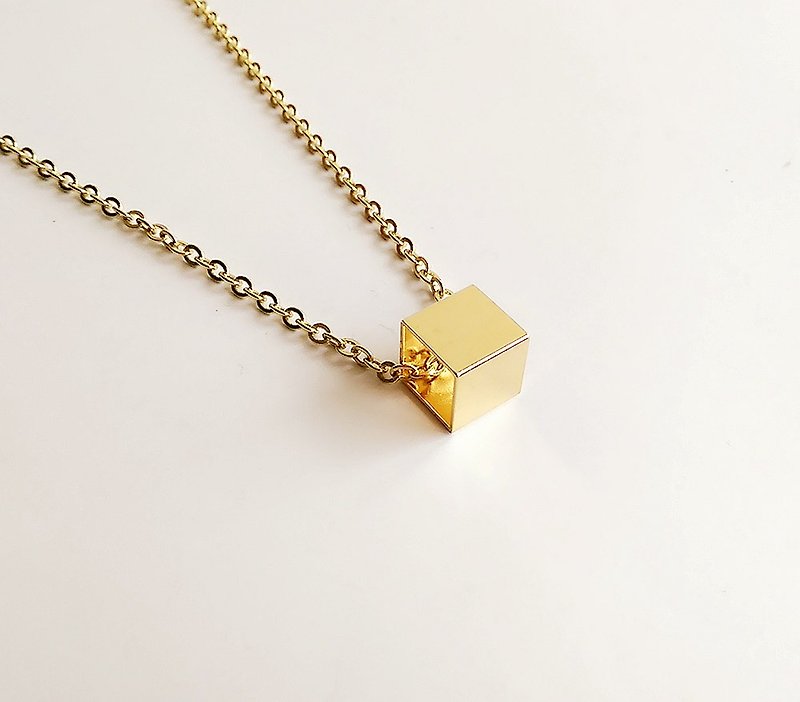 [Square Geometry] Hand-made brass space • Necklace - Necklaces - Other Metals Gold