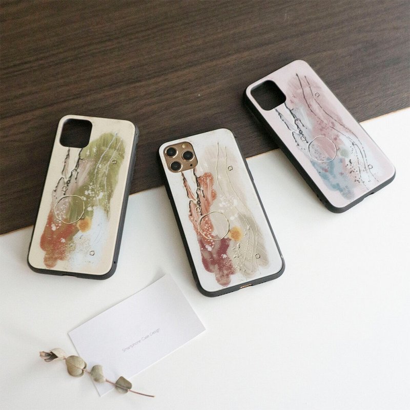 多機種対応 スマホケース ガラス 【 ネイルデザイン風 -ペイント- 】 ニュアンスデザイン アート iPhone JI52U - 手機殼/手機套 - 玻璃 咖啡色