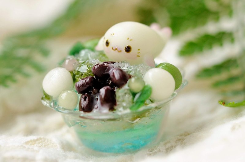 Sweet Dream☆Summer Cool Matcha White Jade Seal Shaved Ice - Keychains - Clay White