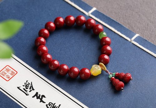 水墨 天然原礦硃砂精品紫金砂單圈手鏈 尺寸10mm左右 含量高達95%以上