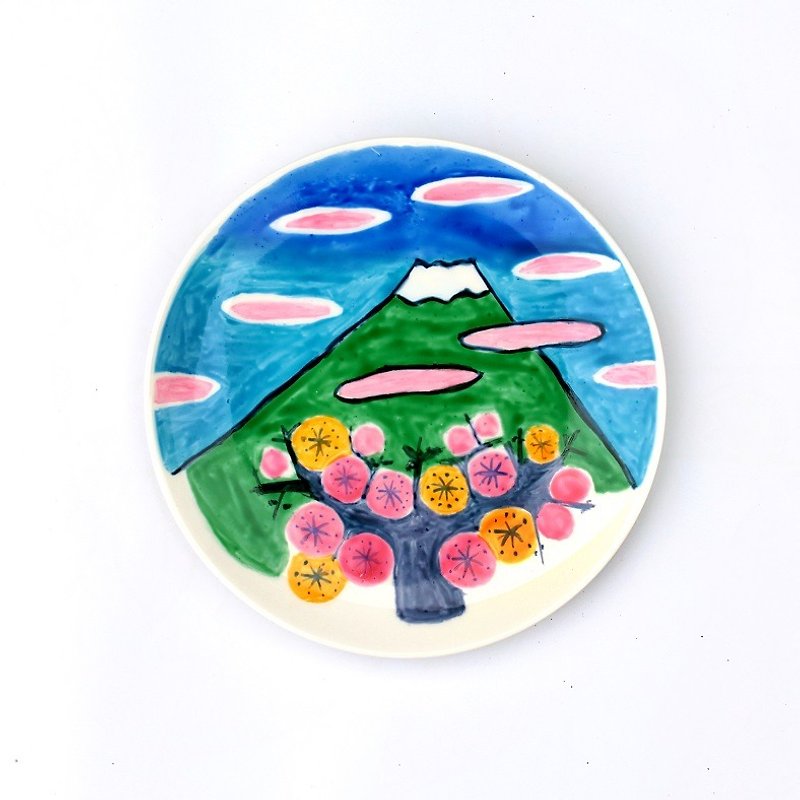 春の富士山 - 小皿 - 磁器 多色