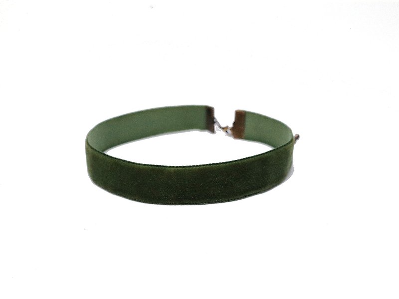橄欖綠 絨面緞帶頸鍊 - 項鍊 - 其他材質 綠色