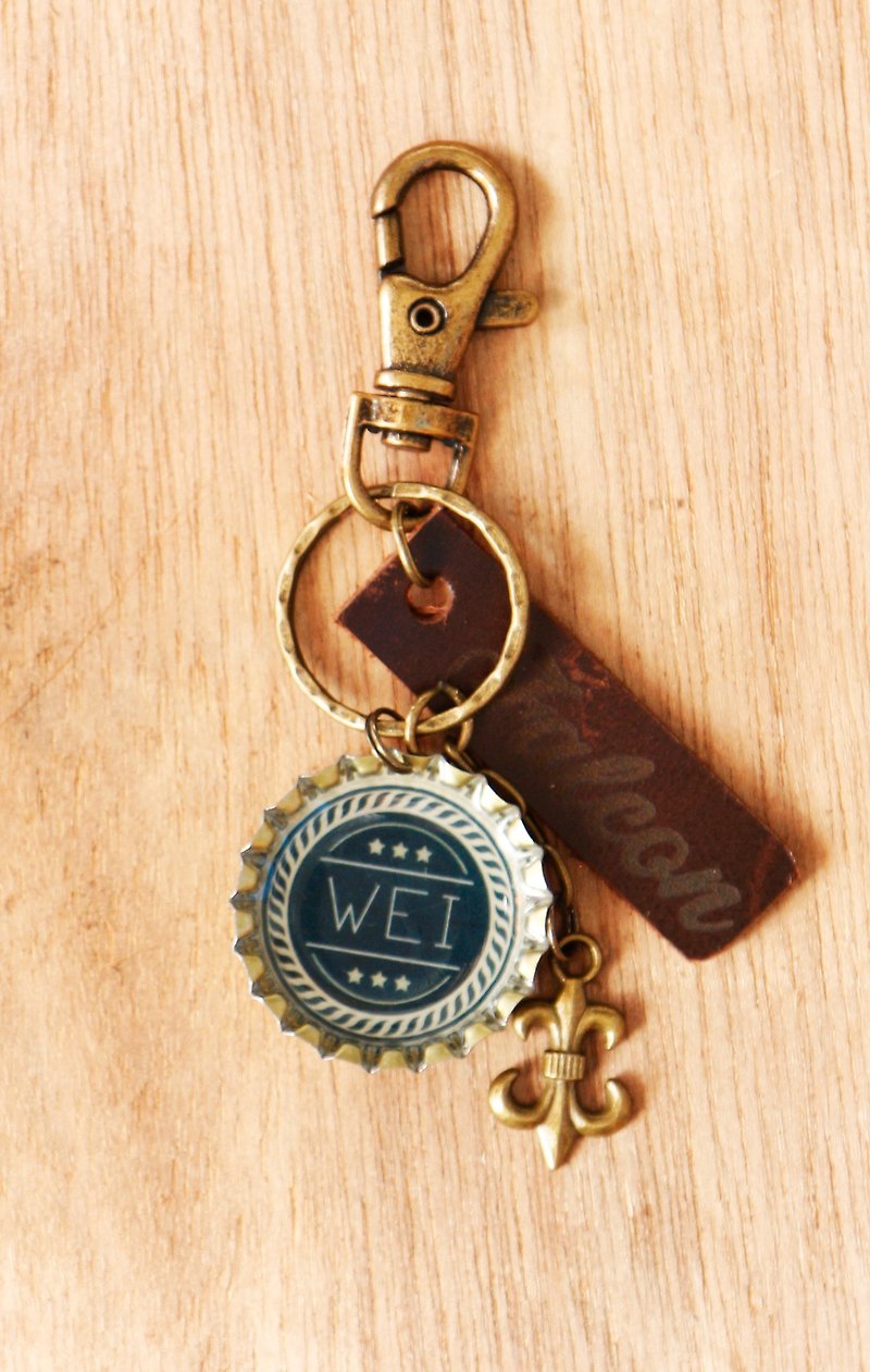 Customized bottle cap key ring - Charms - Other Metals Brown