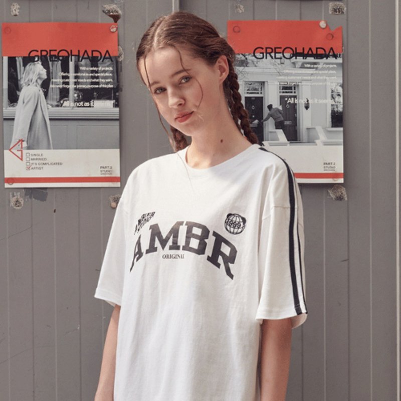 Ambler AS1030 Over fit T-shirts SPORTY AMBR White  短袖t恤 - 女 T 恤 - 棉．麻 白色