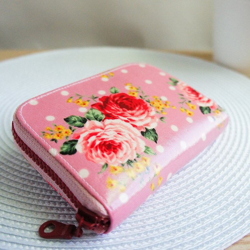 Lovely * Rose little bag. Zipper wallet * pink lotus color - กระเป๋าสตางค์ - ผ้าฝ้าย/ผ้าลินิน สึชมพู