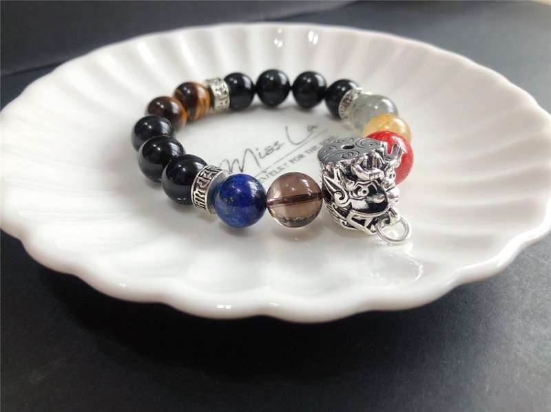 男士手鍊 王者風範 五行 硃砂 心經 金木水火土 禮物 整體提升 - 手鍊/手環 - 水晶 多色