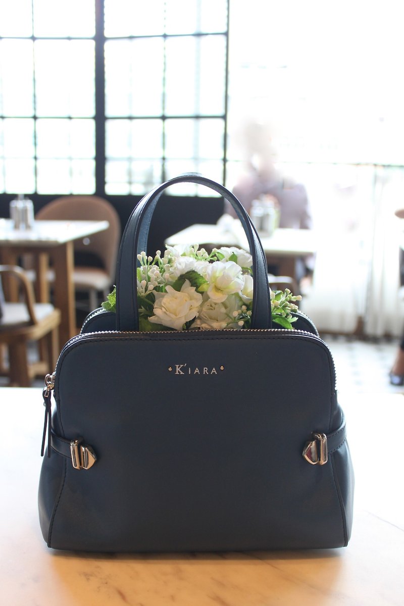 Kabie Italian leather bag/camera bag (blue) handbag original design - Messenger Bags & Sling Bags - Genuine Leather Blue