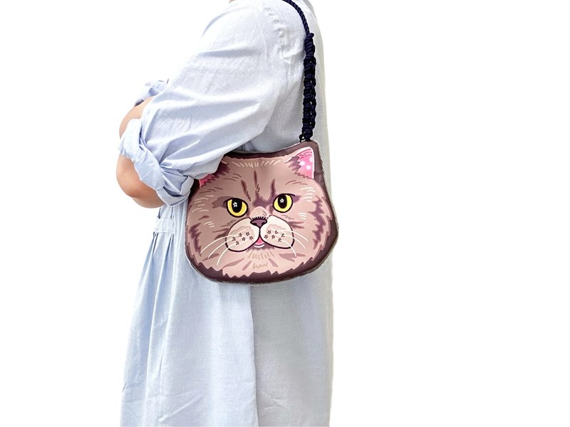 Limited spot original cooperation pet shoulder bag British short blue cat cat face bag - กระเป๋าถือ - วัสดุอื่นๆ 