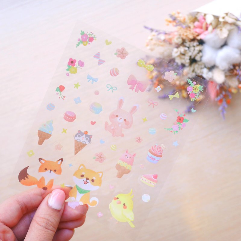 Little animal dream afternoon tea / ChiaBB illustration transparent knife mold sticker - Stickers - Plastic Multicolor