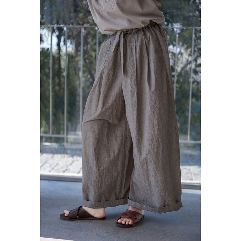 青褐灰棉百搭款大闊腿褲 - 女長褲 - 棉．麻 