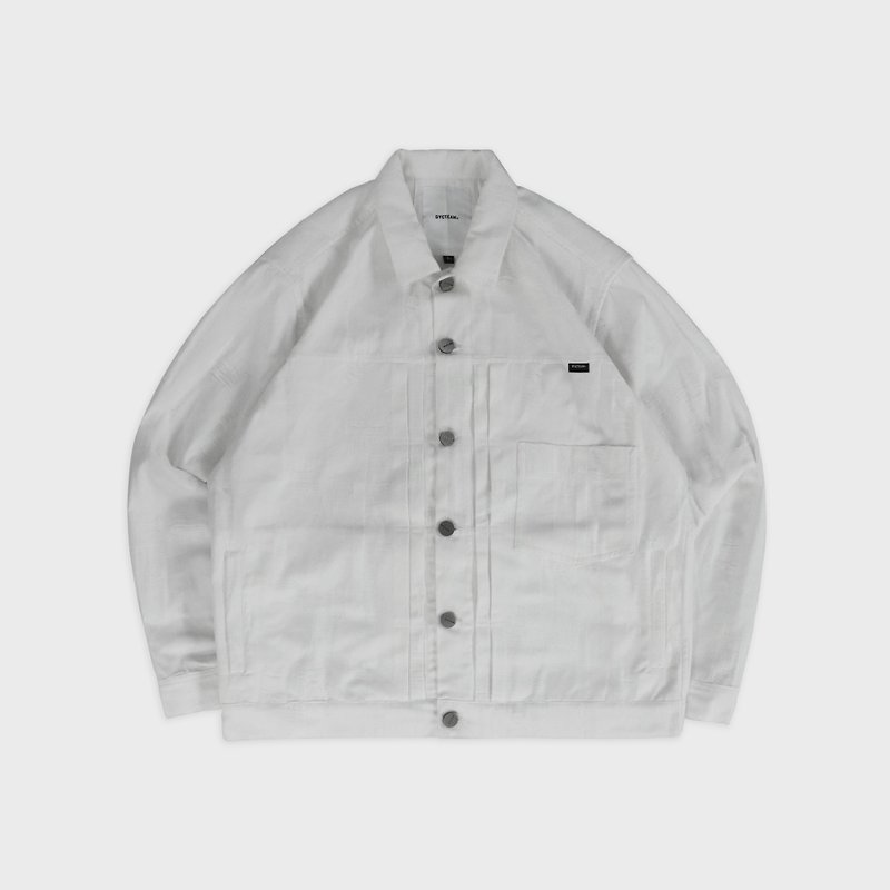 DYCTEAM - Tree pattern denim jacket (white) - 外套/大衣 - 其他材質 白色