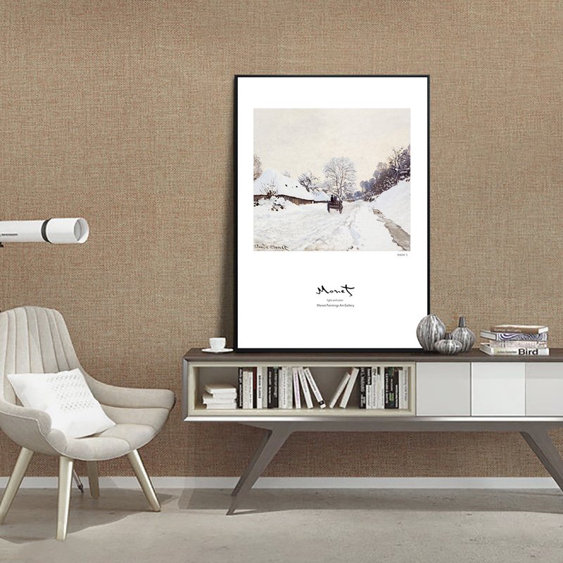 Monet‧ Winter Road & Ice Floe_Hanging Painting_Famous Painting Series_Made in Taiwan and shipped within two working days - Posters - Cotton & Hemp Gray