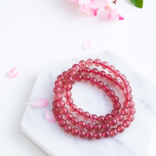 Pink Laboratory 粉紅製造 草莓晶手鍊 | 鴿血紅天然水晶手鏈 | 手鏈客製禮物 | 6mm