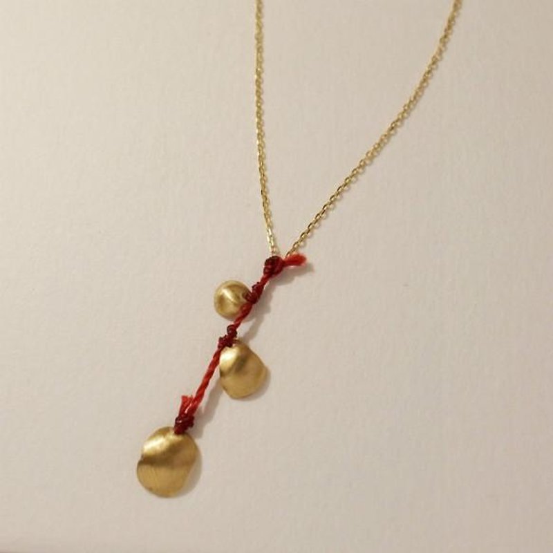 breeze 18K Gold Necklace 3 Red Women's Minimalist - สร้อยคอ - เครื่องประดับ สีทอง