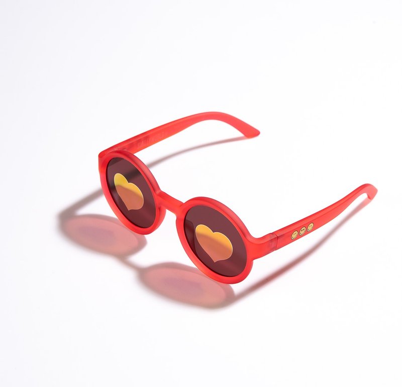 Round Kids Sunglasses (6+ yrs) - Red / Heart - Other - Other Materials Red