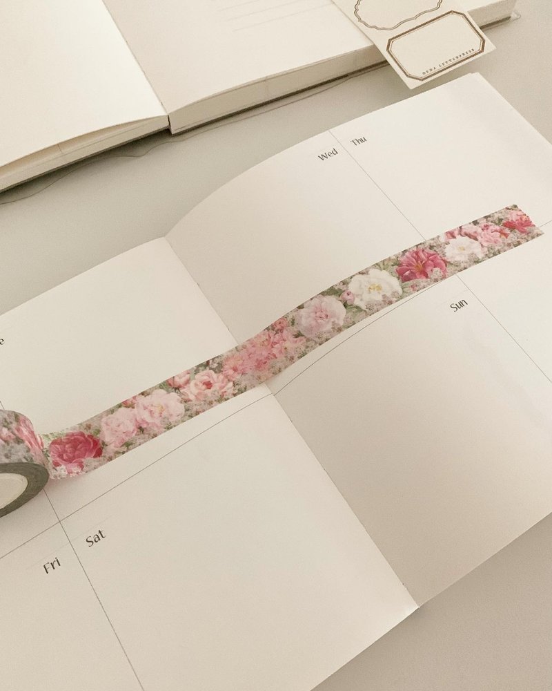 Serenade Flower Washi Tape - 紙膠帶/和紙/PET - 其他材質 