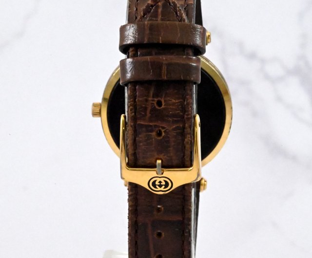 GUCCI SHELLY LINE 30mm White/Black Roman Dial VINTAGE WATCH