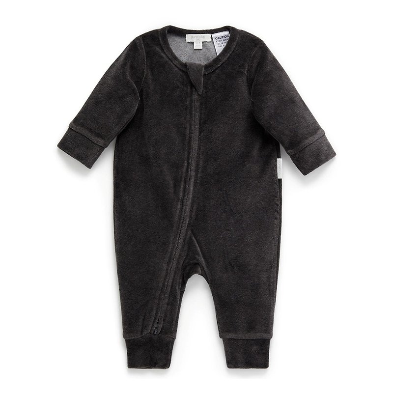 Australia Purebaby organic cotton baby zipper jumpsuit / bag fart 3M~1T black flannel - ชุดทั้งตัว - ผ้าฝ้าย/ผ้าลินิน 