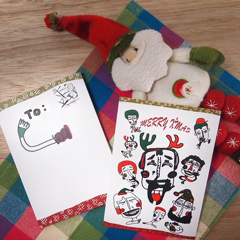 聖誕特餐 人人都要過聖誕【聖誕明信片】文具 明信片 設計 - 心意卡/卡片 - 紙 紅色