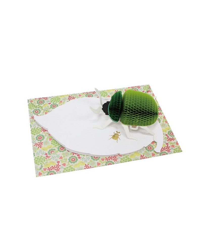 日本Magnets 3D立體蜂巢甲蟲繽紛小花聖誕賀年生日卡片(綠色) - 卡片/明信片 - 紙 綠色