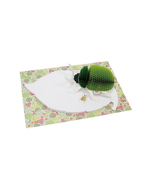 SÜSS Living生活良品 日本Magnets 3D立體蜂巢甲蟲繽紛小花聖誕賀年生日卡片(綠色)