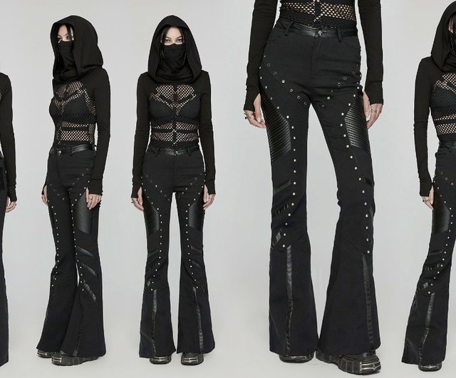Cyberpunk Western Warlock Twill Flare Pants - Shop PUNK RAVE