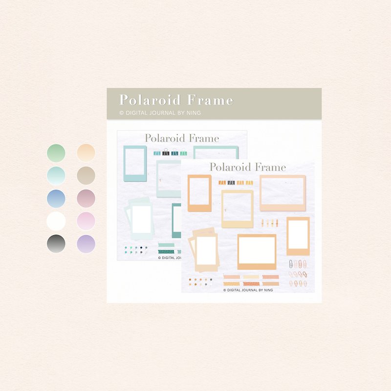 Polaroid Deco Digital Sticker Set | 10 colour palette | All in One - washi paper - Digital Planner & Materials - Other Materials 