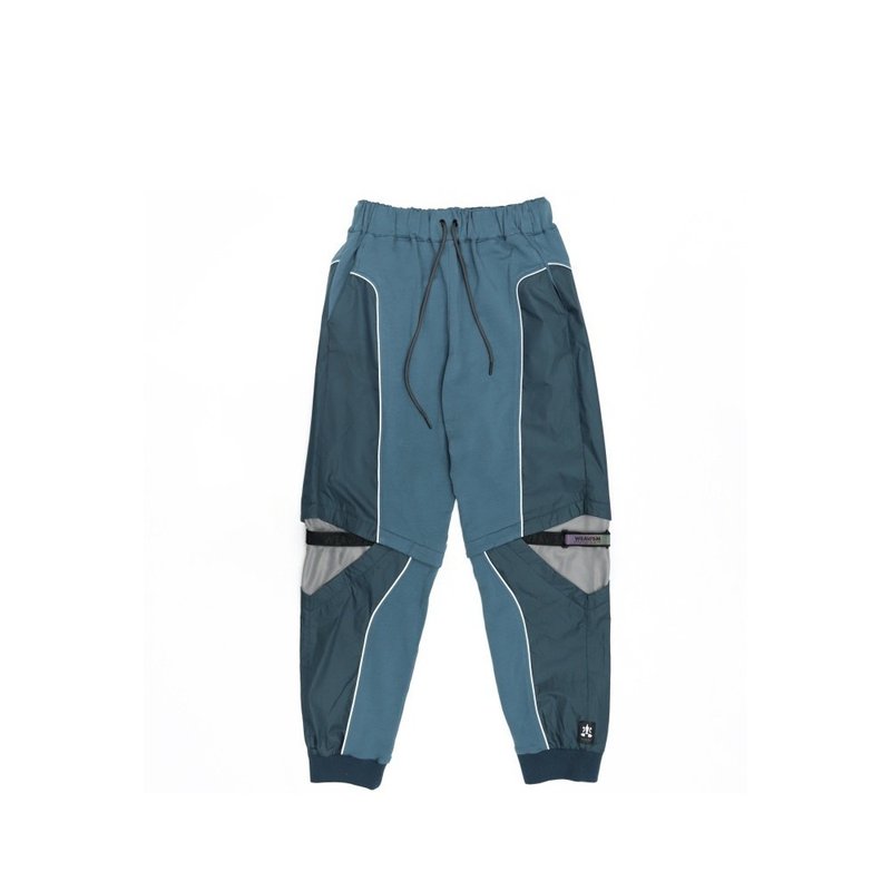 Knee opening shaped cuff trousers - blue - กางเกงขายาว - ผ้าฝ้าย/ผ้าลินิน สีน้ำเงิน