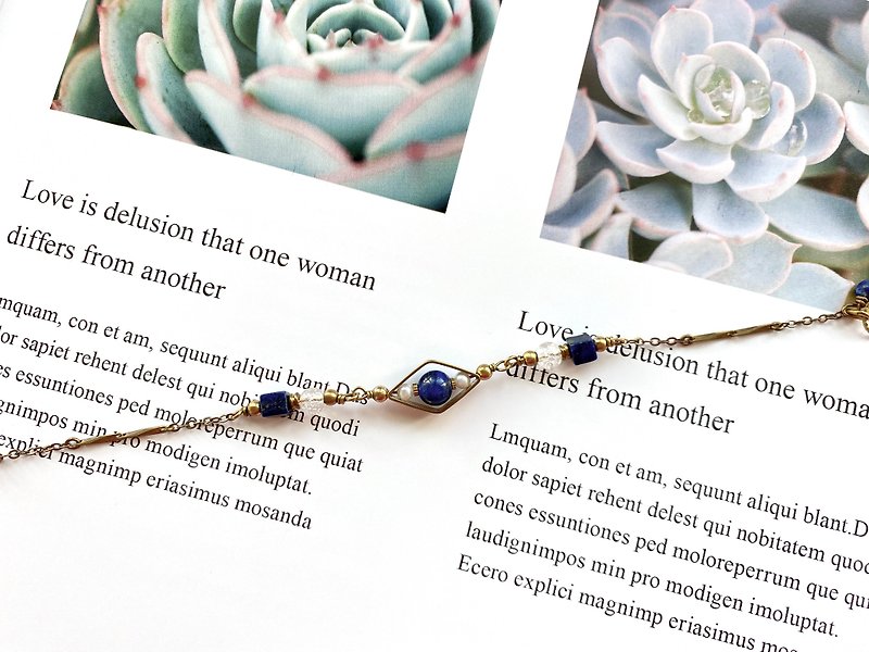 Bronze bracelets | lapis lazuli | White Crystal | freshwater pearl | - Bracelets - Copper & Brass 