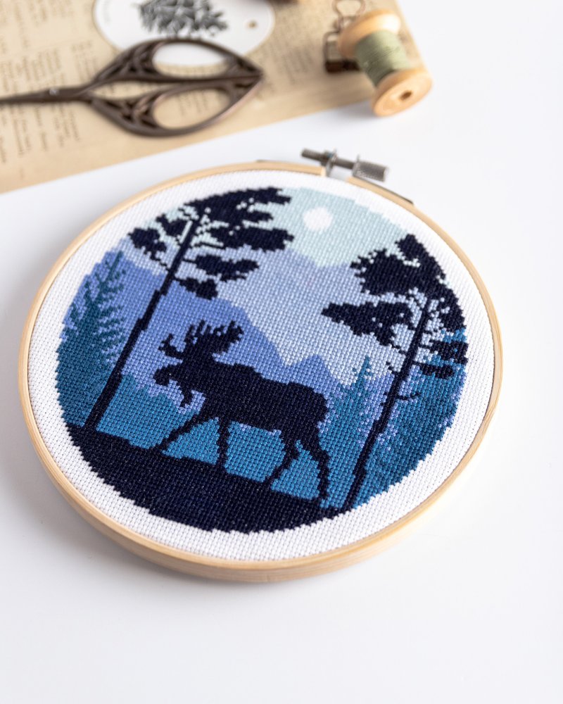 Moose Mountain Landscape Cross Stitch PDF Pattern  十字繡 - 編織/刺繡/羊毛氈/縫紉 - 其他材質 