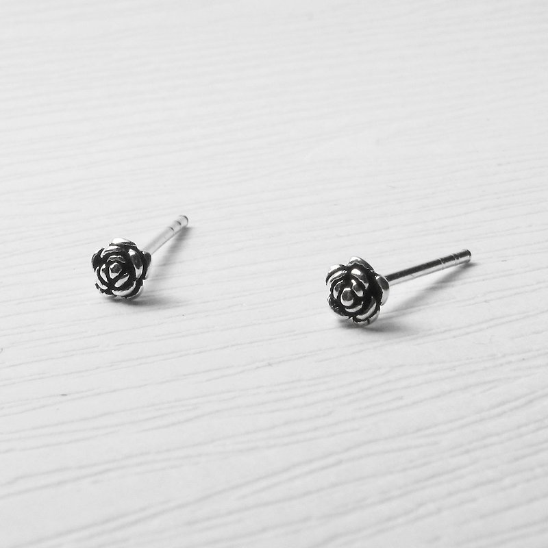 Mini Rose sterling silver ring - Earrings & Clip-ons - Sterling Silver Silver