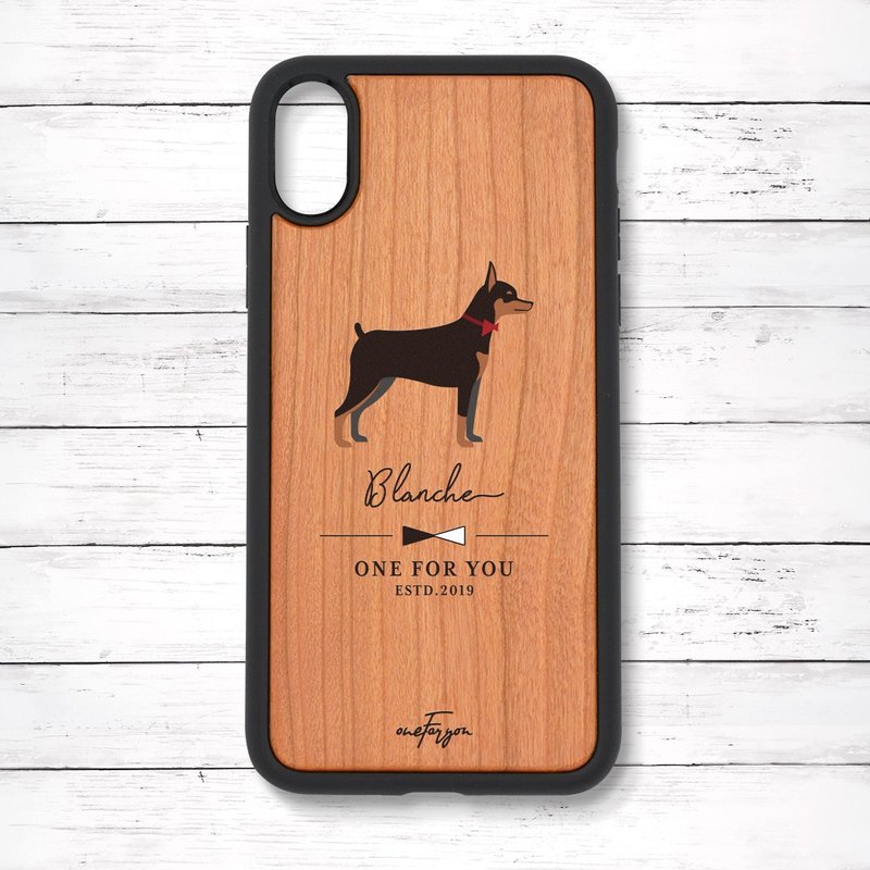 Personalized Miniature Pinscher Shock Absorbent Wooden iPhone Case Simple - เคส/ซองมือถือ - ไม้ สีนำ้ตาล