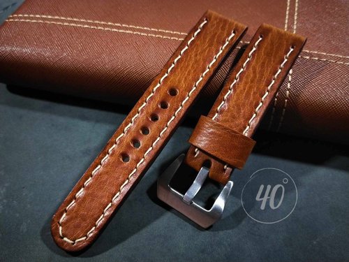 40degreeshandcraft Italian Vegetable-tanned leather, Tan leather watch strap, leather watch band