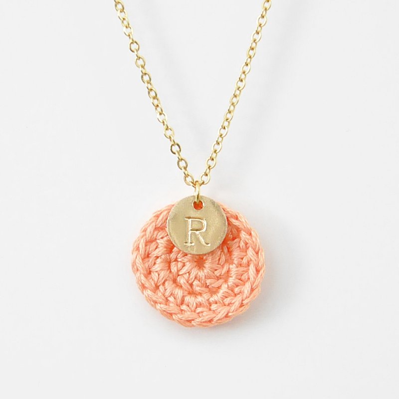 [Customized] Your exclusive*Happiness Ring*Necklace Small Circle English Letter Warm Series - Necklaces - Thread Orange