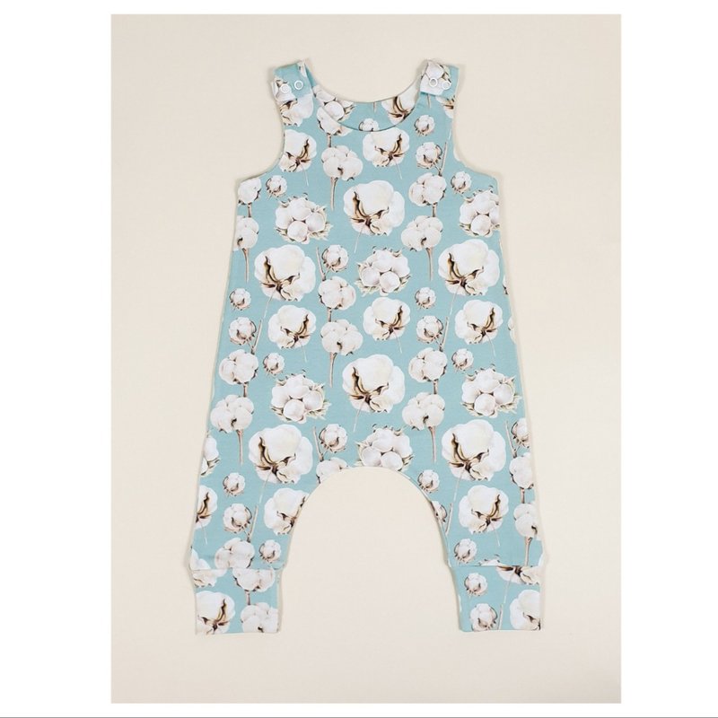 Cotton baby romper, baby boy romper, baby girl romper, blue baby overalls - 嬰兒連身衣/包被/包巾 - 棉．麻 多色