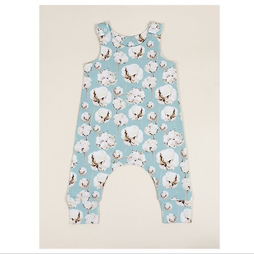 8 a.m.Apparel Cotton baby romper, baby boy romper, baby girl romper, blue baby overalls