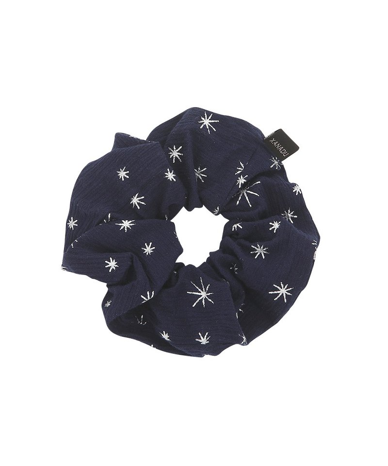 SPARKLE SCRUNCHIE_NAVY - 髮圈/髮夾 - 棉．麻 藍色