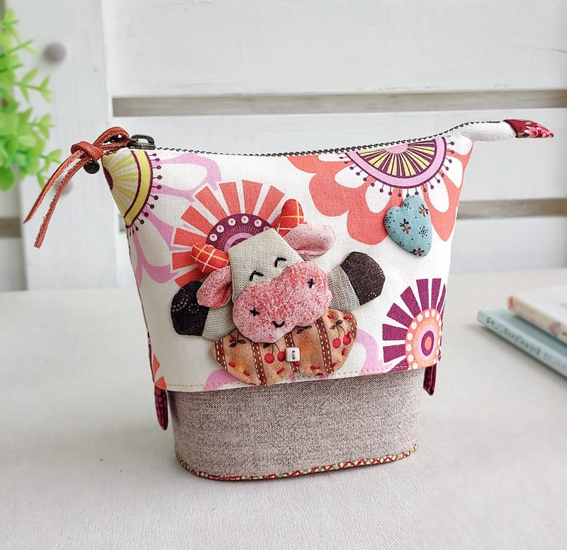 Happy Cow multi-functional telescopic bag | pencil case - Pencil Cases - Cotton & Hemp Multicolor