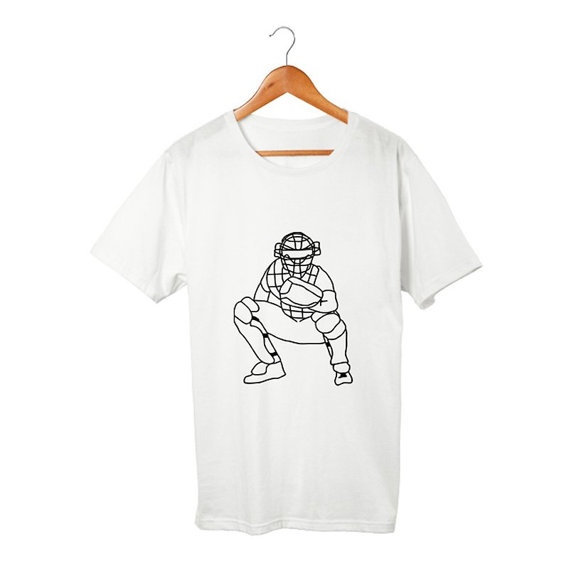 Baseball T-shirt - เสื้อยืดผู้ชาย - ผ้าฝ้าย/ผ้าลินิน ขาว