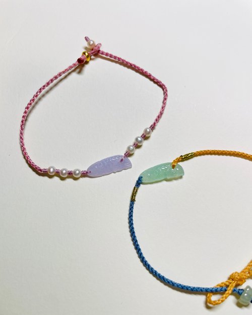 幸運の鯉翡翠ブレスレット - ショップ Ning Jewelry