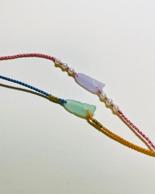 幸運の鯉翡翠ブレスレット - ショップ Ning Jewelry