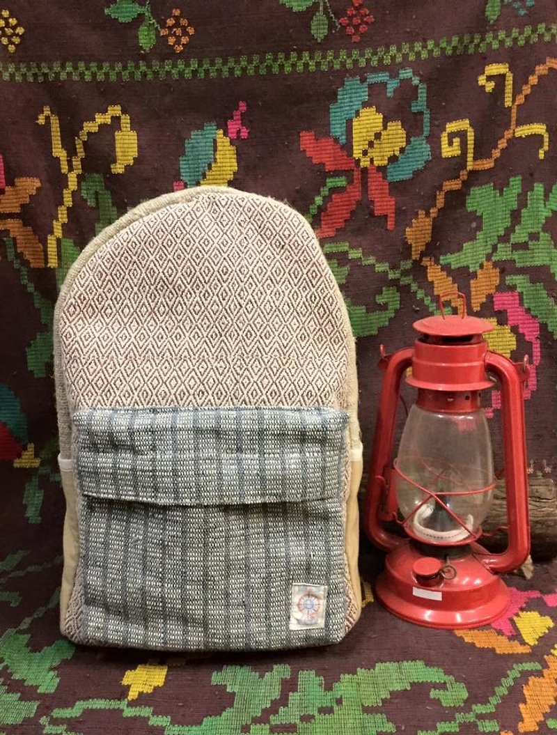 EARTH.er │Hand Weaving Hemp Patched Backpack│< Sustainable Natural Hemp Product > - Messenger Bags & Sling Bags - Cotton & Hemp 