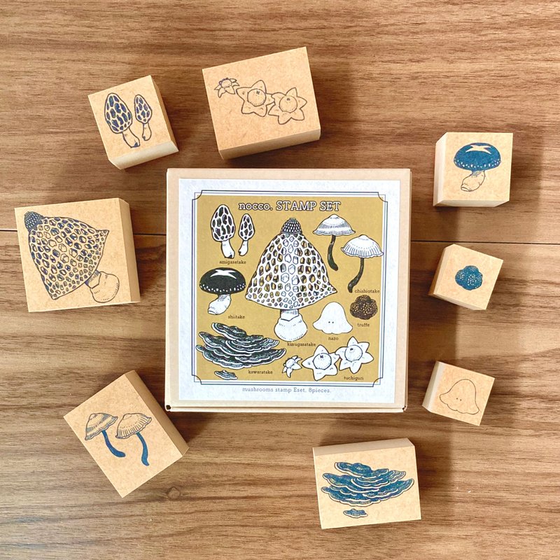 きのこスタンプEset/ stamp set/ハンコ,插图邮票,文房具,文具,ステーショナリー,紙もの - 印章/印台 - 橡膠 多色