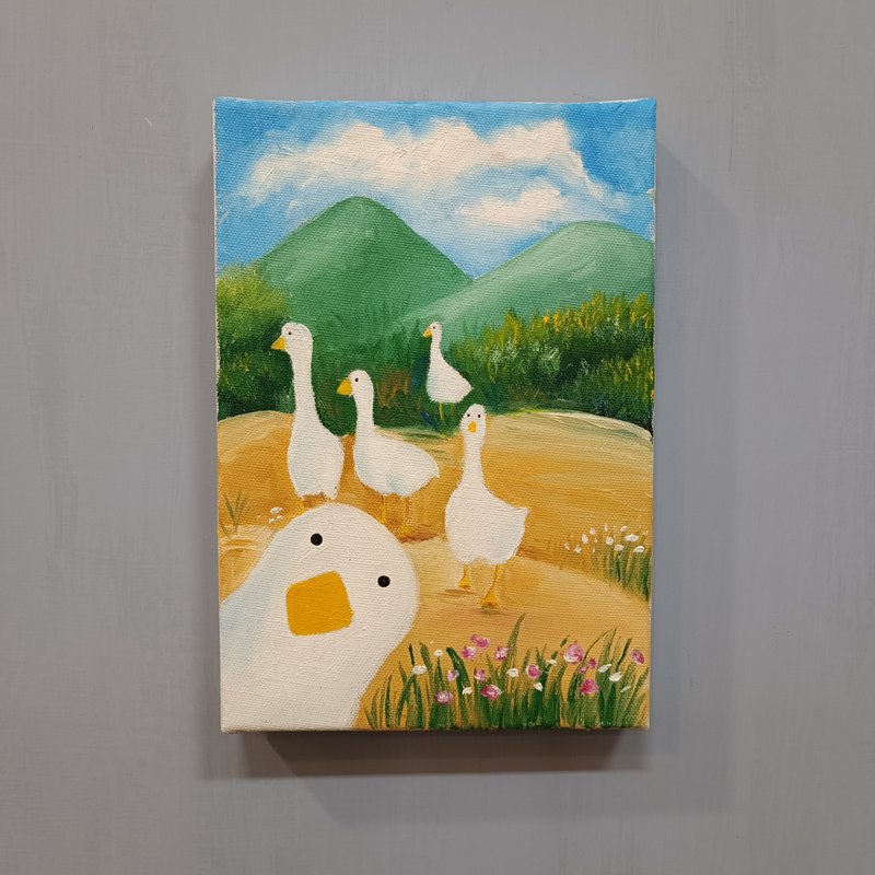 我家門前有隻鴨-油畫作品 展示品 教案樣本 換季出清 海洋油畫 - 海報/掛畫/掛布 - 顏料 