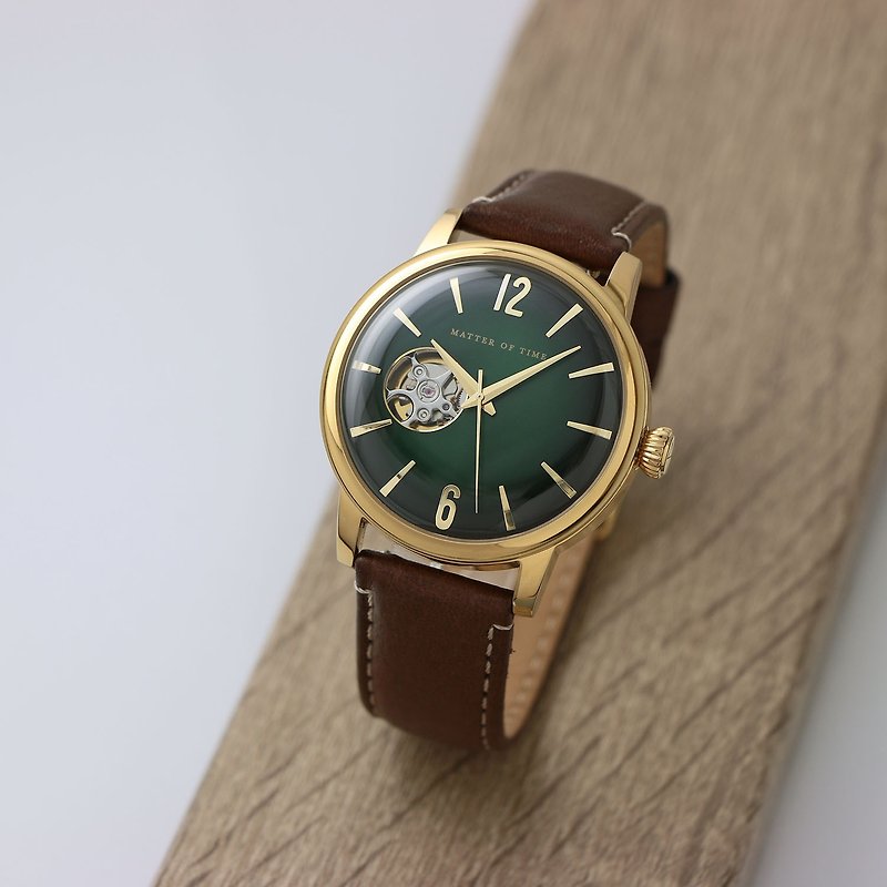 Open-heart mechanical watch - Gold case - นาฬิกาผู้ชาย - สแตนเลส สีทอง