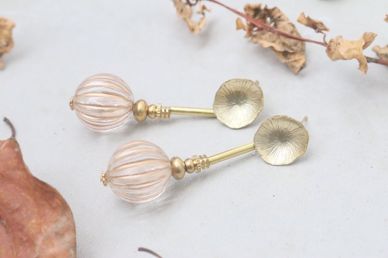 Brass resin earrings (Story 1061) - Earrings & Clip-ons - Other Metals White
