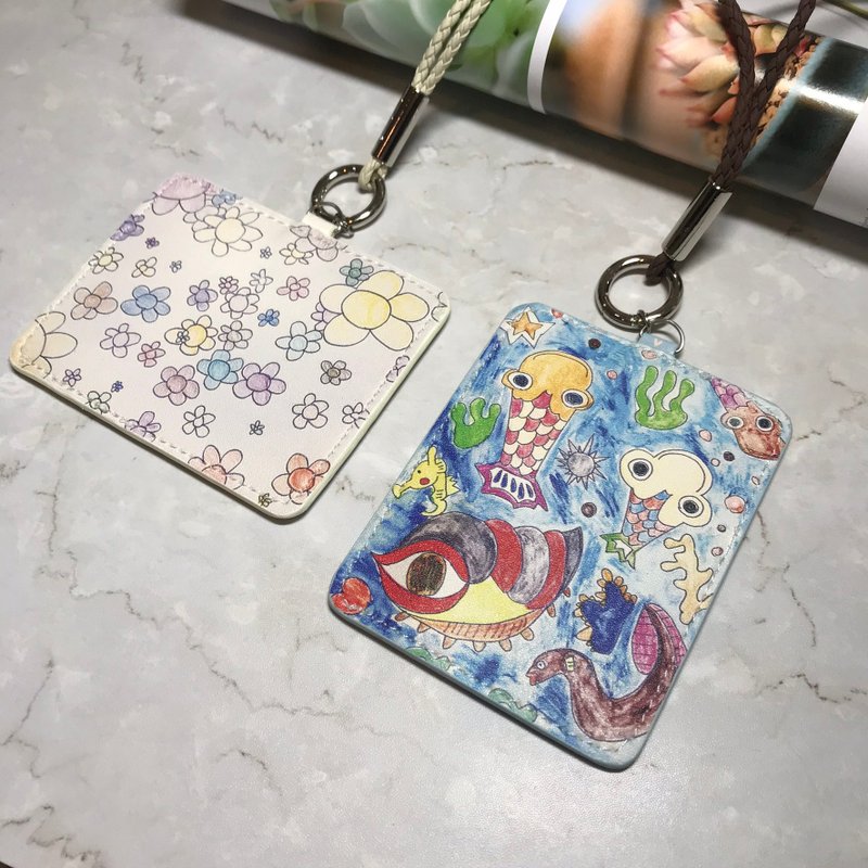 客製化 | 兒童插畫/塗鴉 皮革 證件套/票卡夾 可直/橫式 - 證件套/識別證套 - 人造皮革 多色